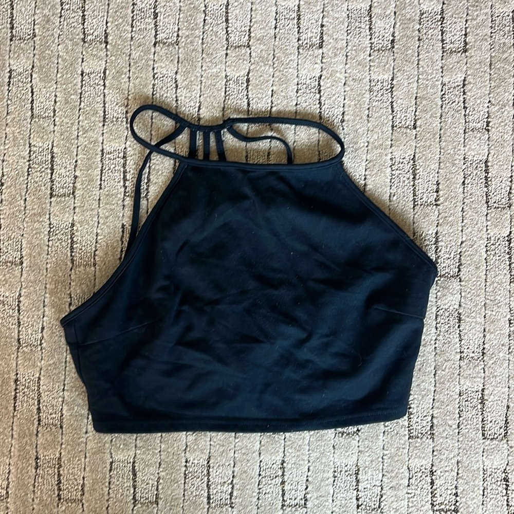 Forever 21 black high neck strappy back tank top